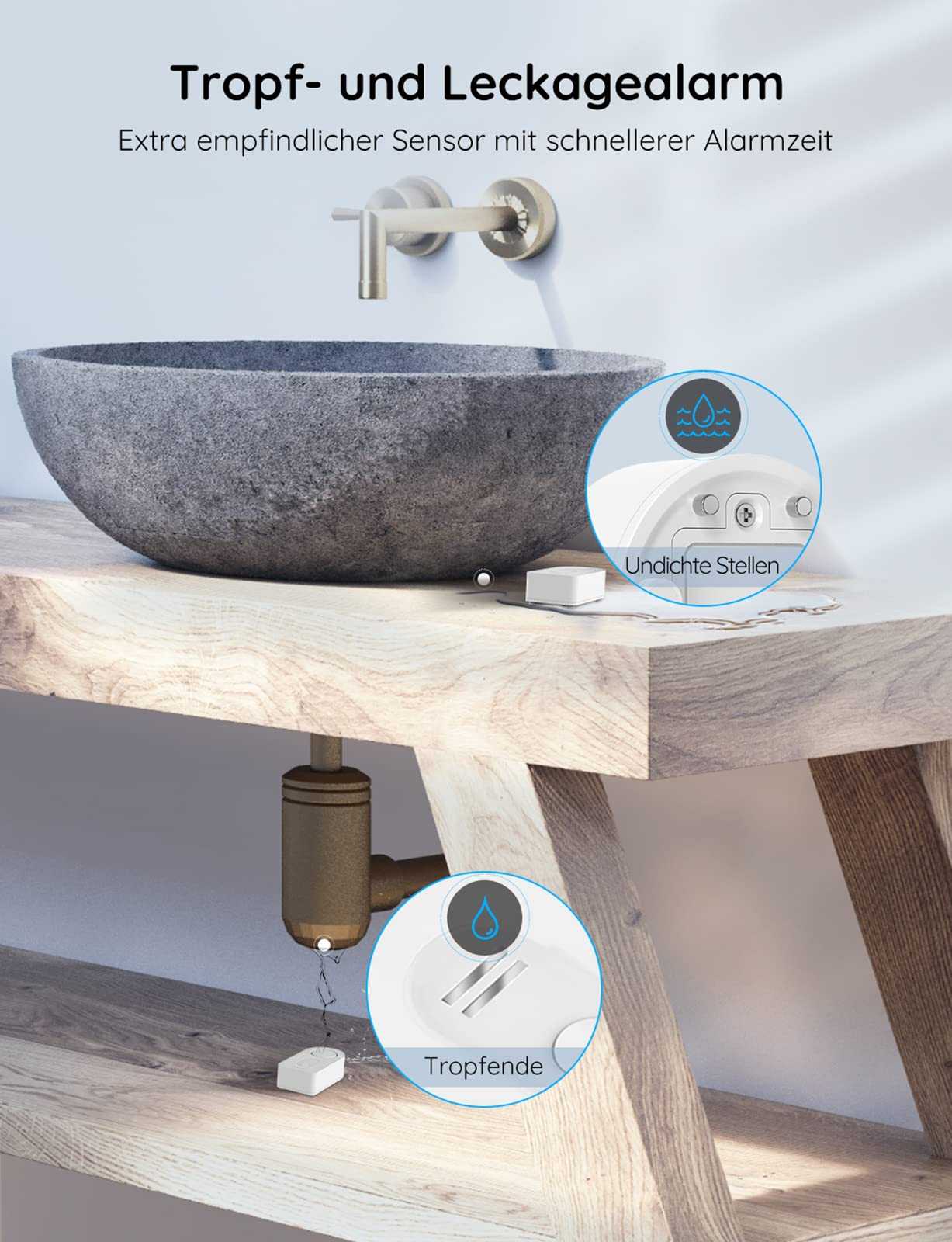 Govee Life Smart Wassermelder WLAN - 3er Set mit Gateway für zuverlässige Leckerkennung Mesch Shop Govee Life Smart Wassermelder WLAN - 3er Set mit Gateway für zuverlässige Leckerkennung Mesch Shop
